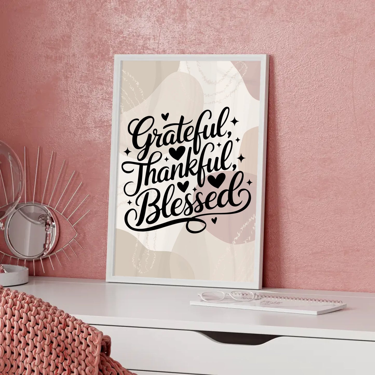 Personalisiertes Poster Spruch Grateful Thankful Blessed