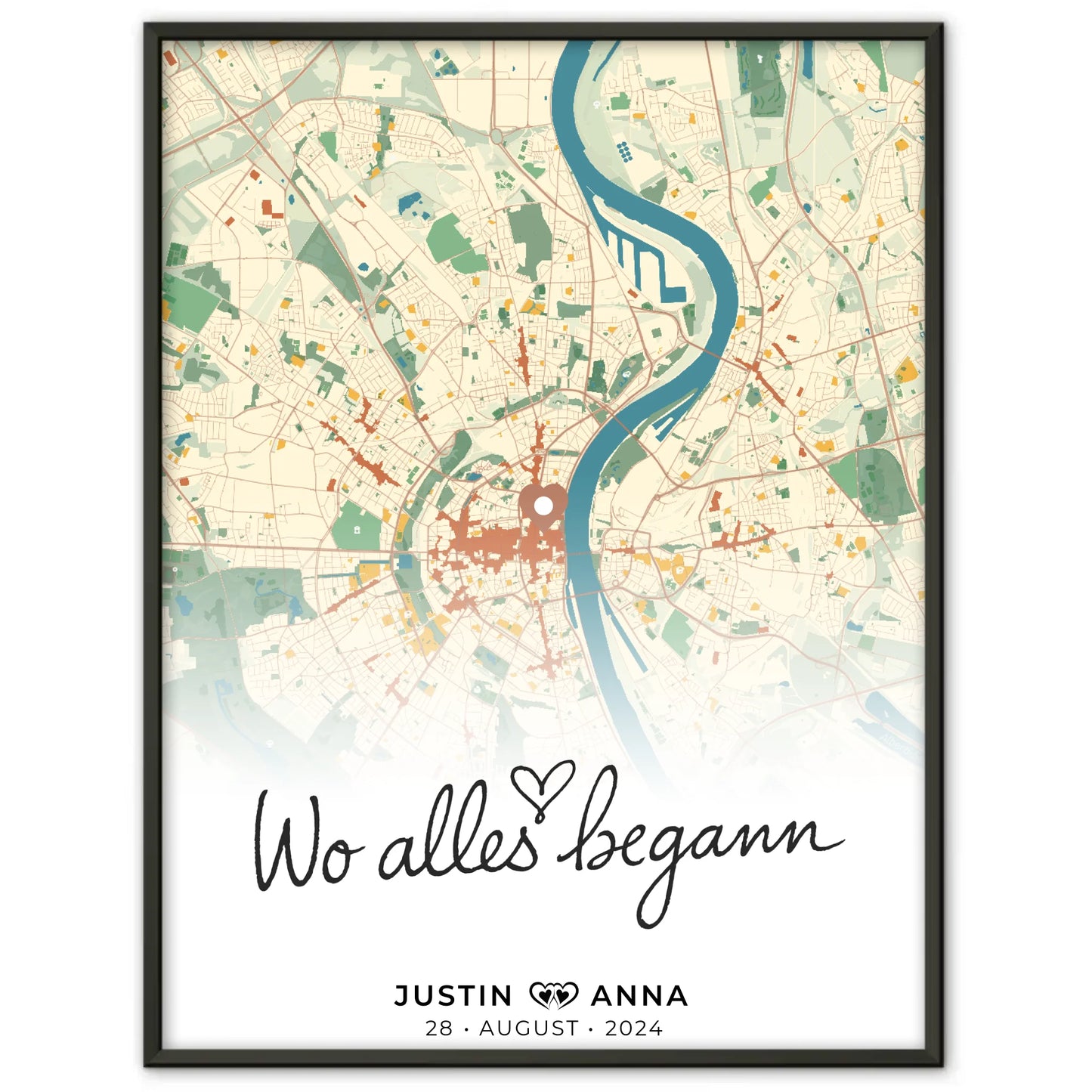 Personalisiert Stadtkarten Poster Paare Wo Alles Begann Retro Geschenk
