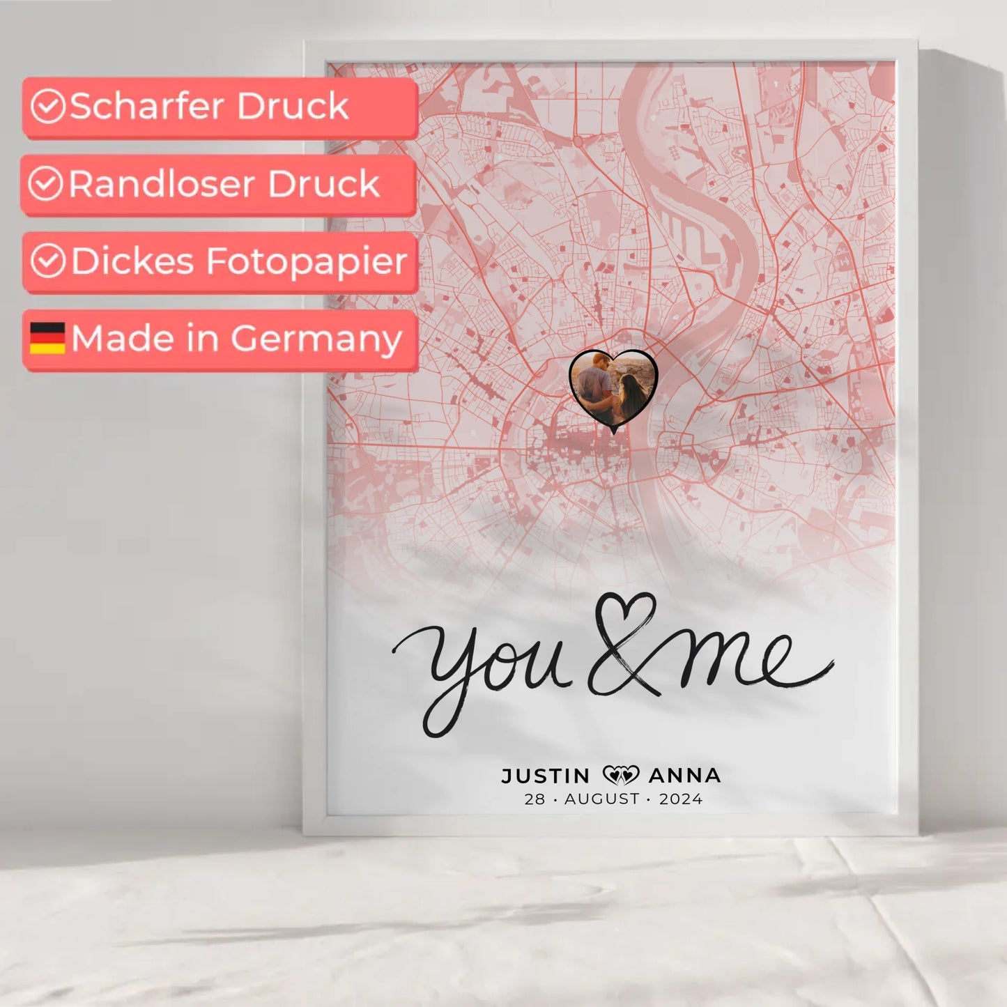 Stadkarten Poster Paare You & Me Roserot Wo Alles Begann