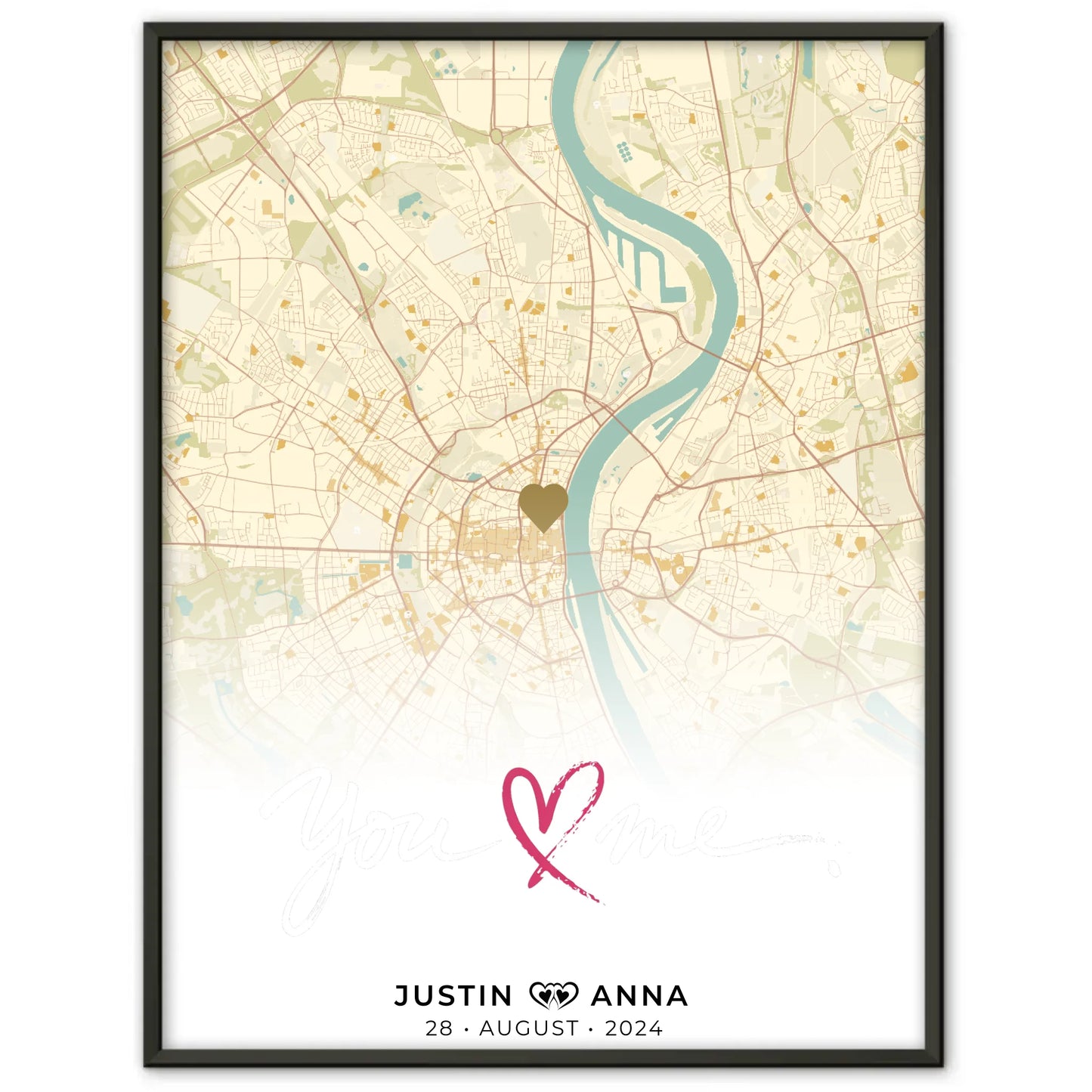 Personalisiertes Stadtkarten Poster für Paare You & Me Vintage Wo Alles Begann