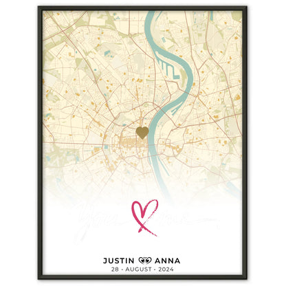 Personalisiertes Stadtkarten Poster für Paare You & Me Vintage Wo Alles Begann