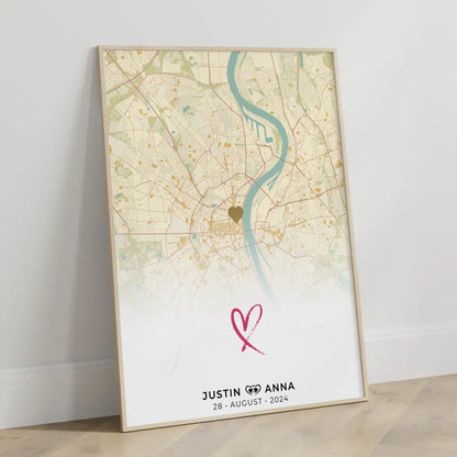 Personalisiertes Stadtkarten Poster für Paare You & Me Vintage Wo Alles Begann