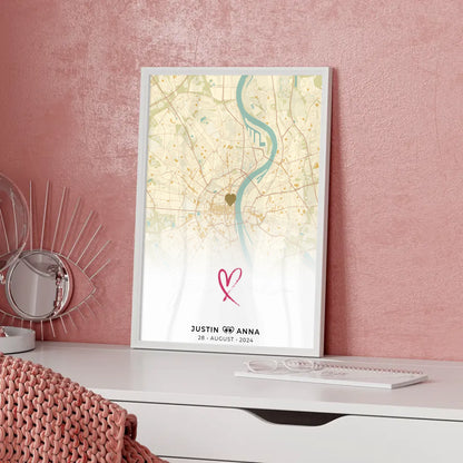 Personalisiertes Stadtkarten Poster für Paare You & Me Vintage Wo Alles Begann