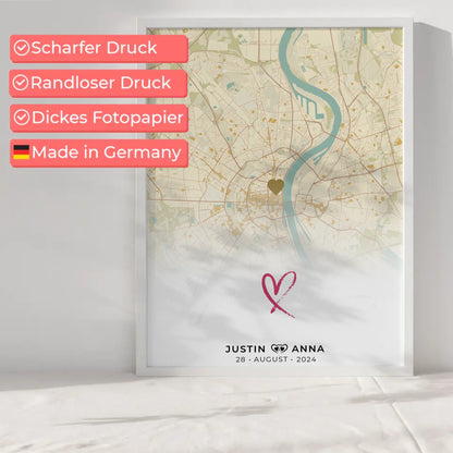 Personalisiertes Stadtkarten Poster für Paare You & Me Vintage Wo Alles Begann