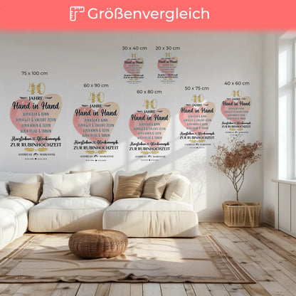 Leinwand Geschenk 40 Hochzeitstag zur Rubinhochzeit mit Namen 6