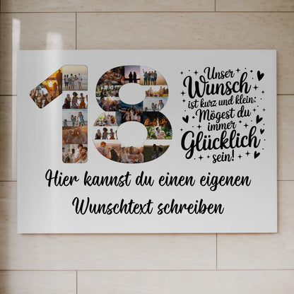 Magnet Wandbild mit Unterschriften zum 18 Geburtstag Wunsch