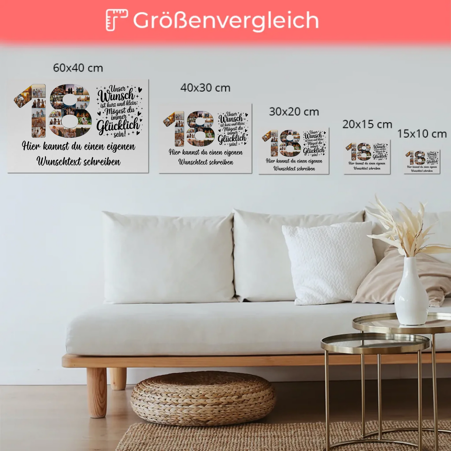 Magnet Wandbild mit Unterschriften zum 18 Geburtstag Wunsch