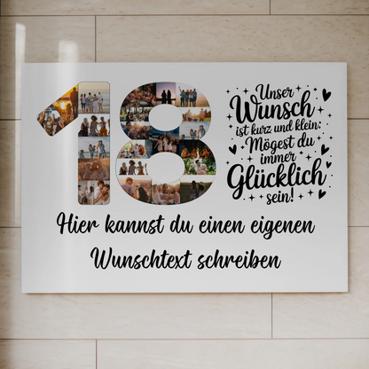 Magnet Wandbild mit Unterschriften zum 18 Geburtstag Wunsch