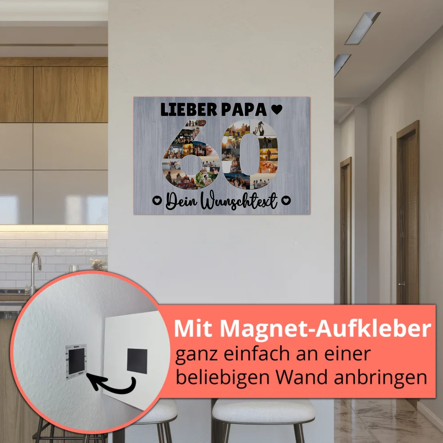 Magnet Wandbild mit Unterschriften 60 Geburtstag Papa