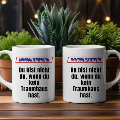 Personalisierter Kaffeebecher Lustig für Immobilienwirtin