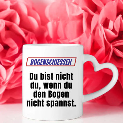Personalisierter Kaffeebecher Lustig Du bist nicht Du beim Bogenschiessen