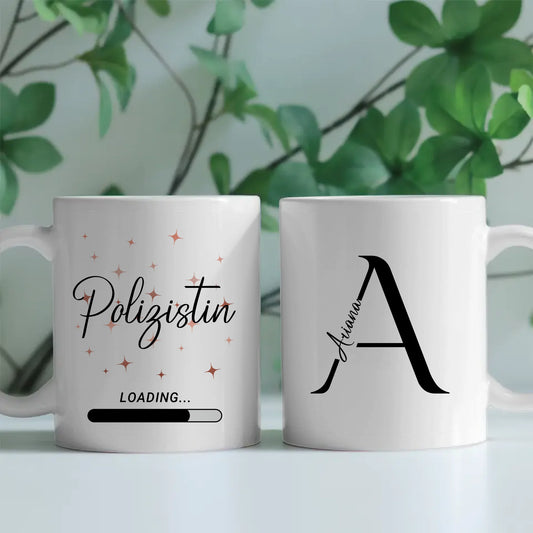Personalisierte Tasse Zukünftige Polizistin loading Geschenk
