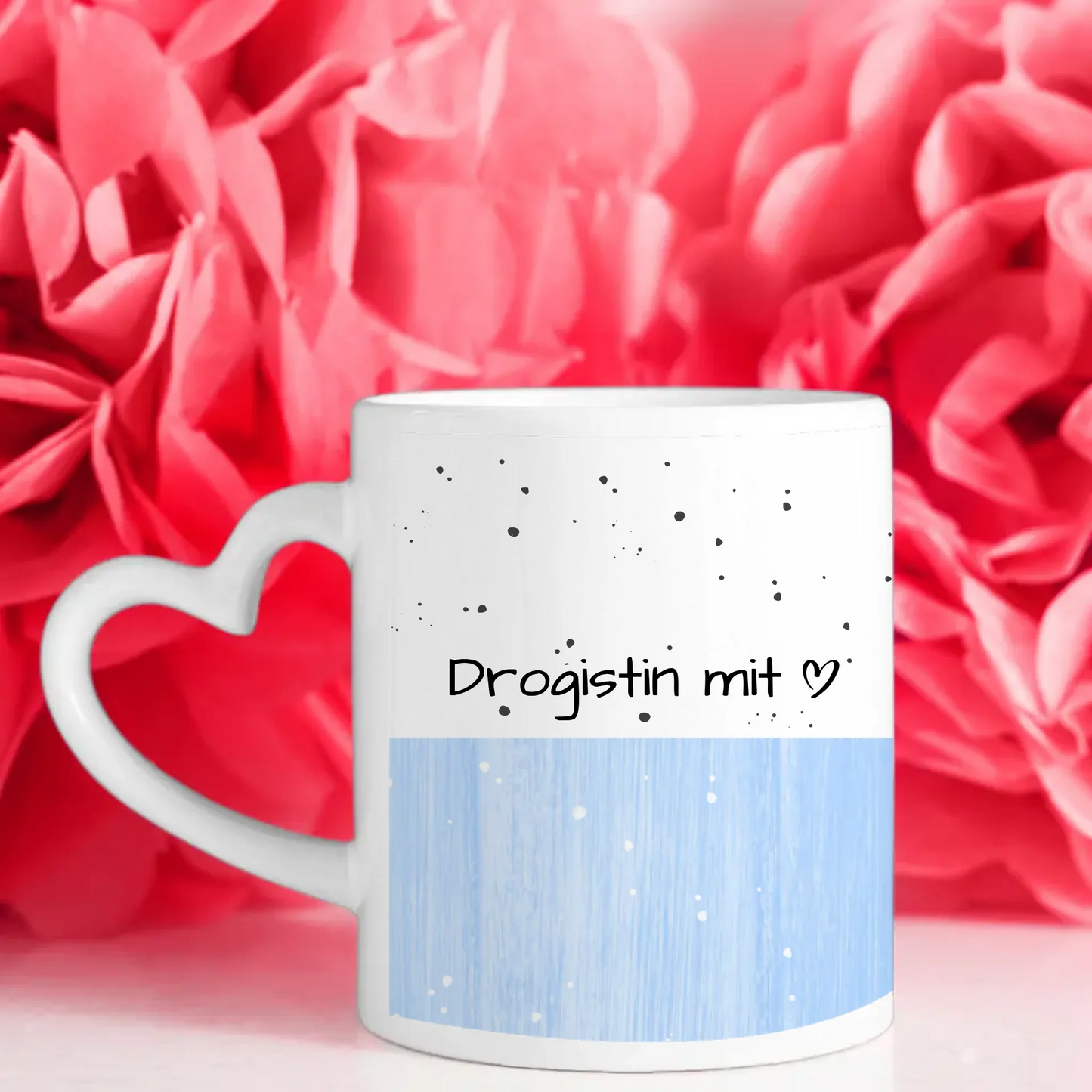Personalisierte Kaffeetasse Drogistin mit Herz Geschenkidee