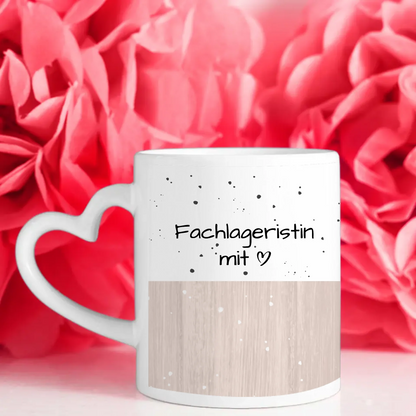 Kaffeebecher Personalisiert Fachlageristin mit Herz Geschenk