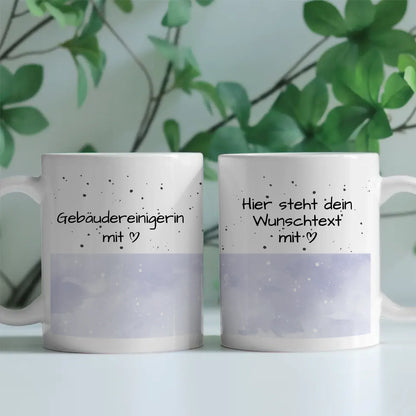 Kaffeebecher Personalisiert für Gebäudereinigerin mit Herz Geschenk