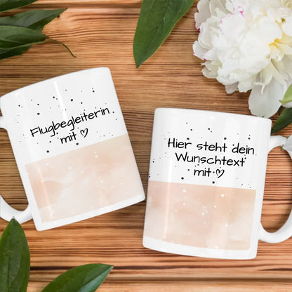 Personalisierter Kaffeebecher Flugbegleiterin mit Herz Geschenk