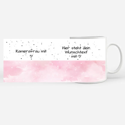 Personalisierter Kaffeebecher Kamerafrau mit Herz Geschenk