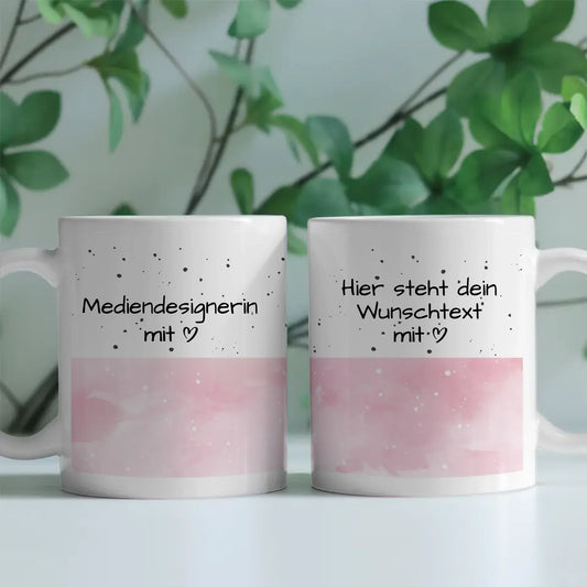 Personalisierte Kaffeetasse Mediendesignerin mit Herz Geschenk