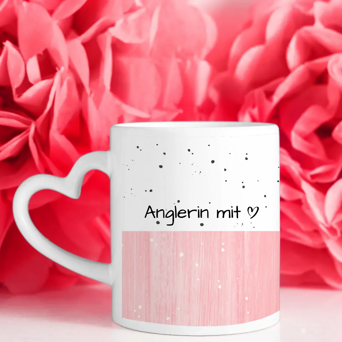 Kaffeebecher Personalisiert Anglerin mit Herz Geschenkidee
