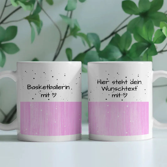 Kaffeebecher Personalisiert Basketballerin mit Herz Geschenk