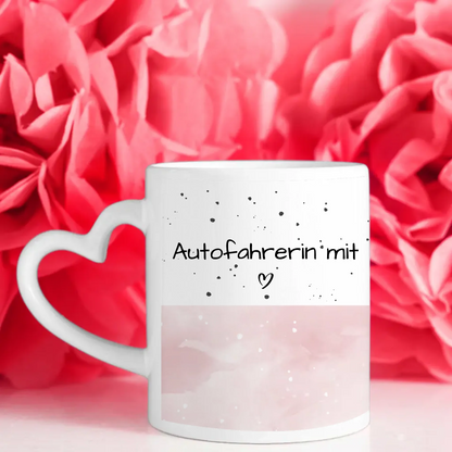 Kaffeebecher Personalisiert Autofahrerin mit Herz Geschenk