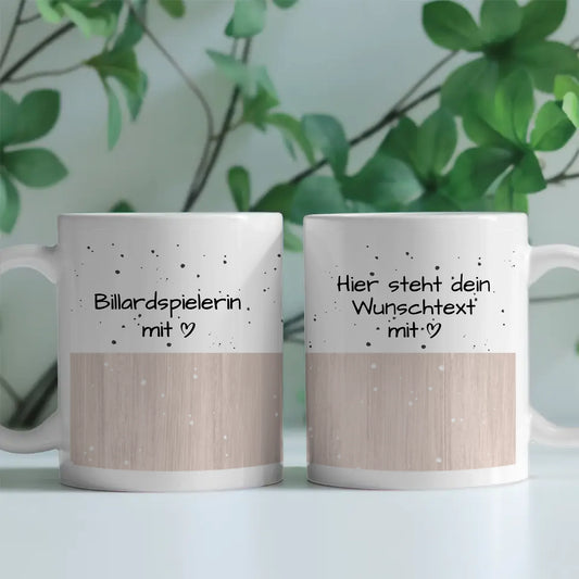 Kaffeebecher Personalisiert Billardspielerin mit Herz Geschenk