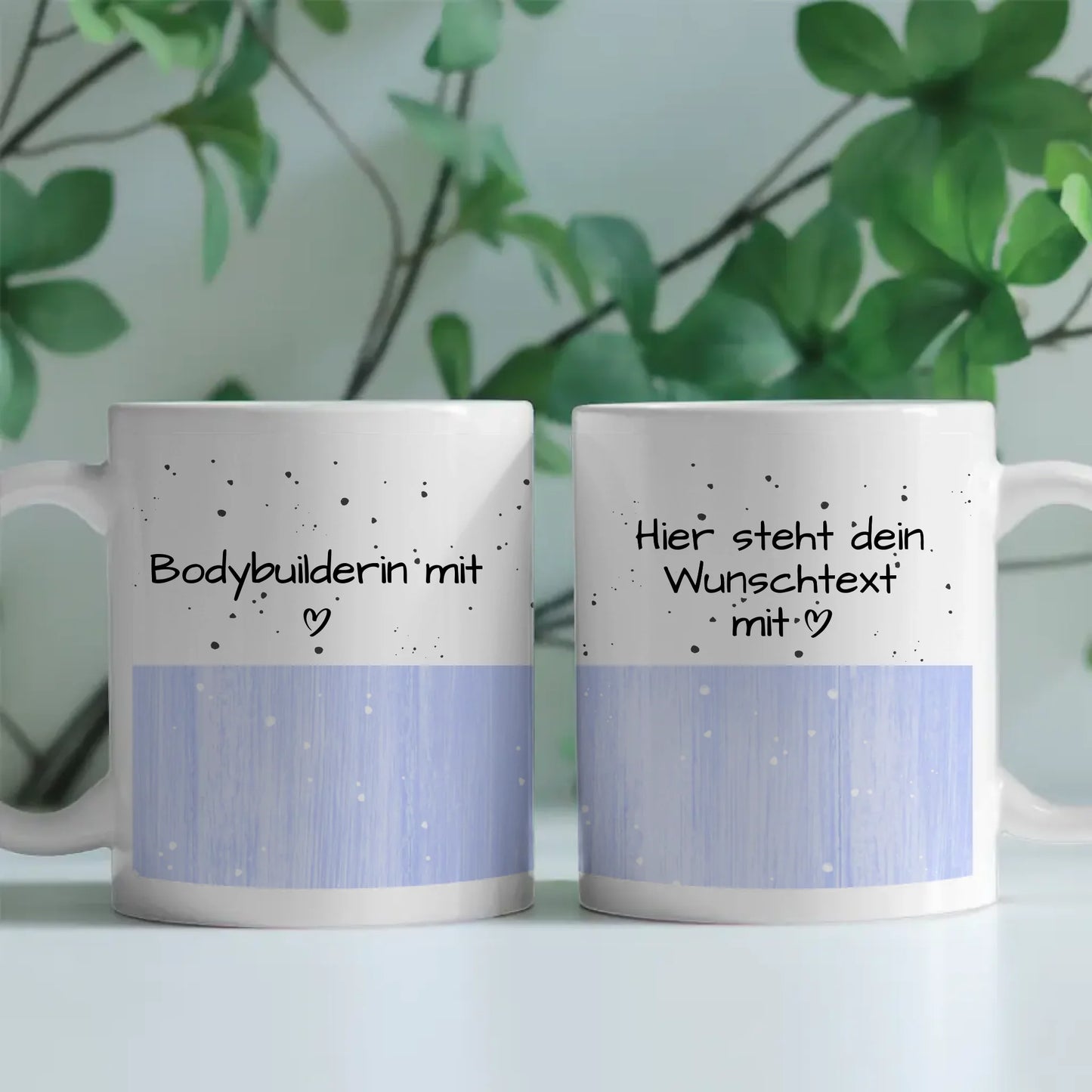 Personalisierte Kaffeetasse Bodybuilderin mit Herz Geschenk
