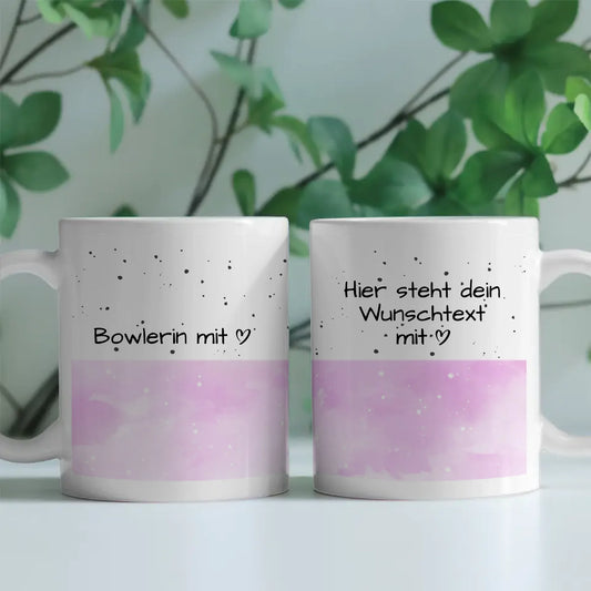 Kaffeebecher Personalisiert Bowlerin mit Herz Geschenkidee