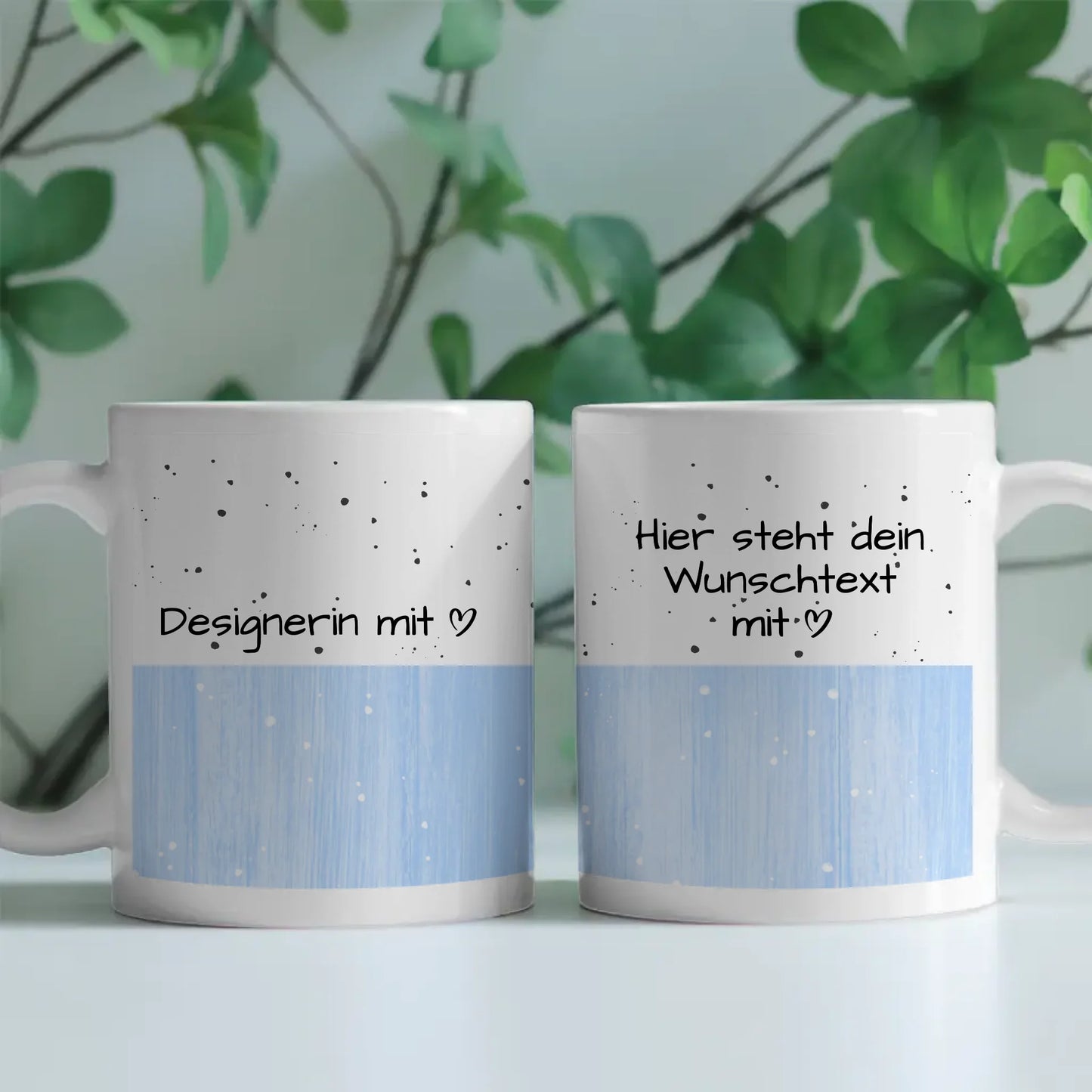 Tasse Mit Name von Designerin mit Herz als Geschenk