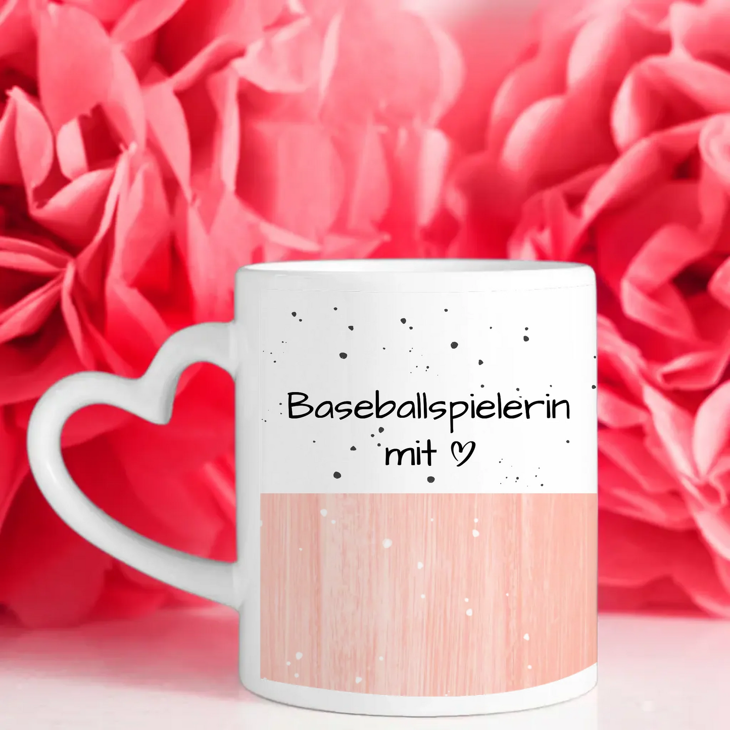 Personalisierte Tasse Baseballspielerin mit Herz Geschenk