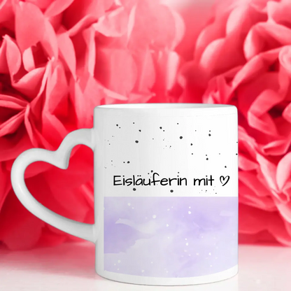 Personalisierte Tasse Eisläuferin mit Herz Geschenk für Sie