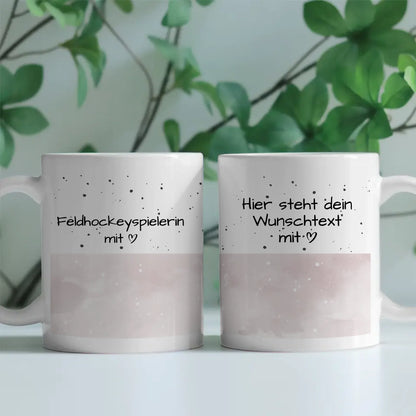 Kaffeebecher Personalisiert Feldhockeyspielerin mit Herz Geschenk