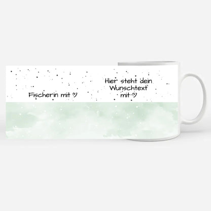 Personalisierte Tasse Fischerin mit Herz Geschenk für Angler