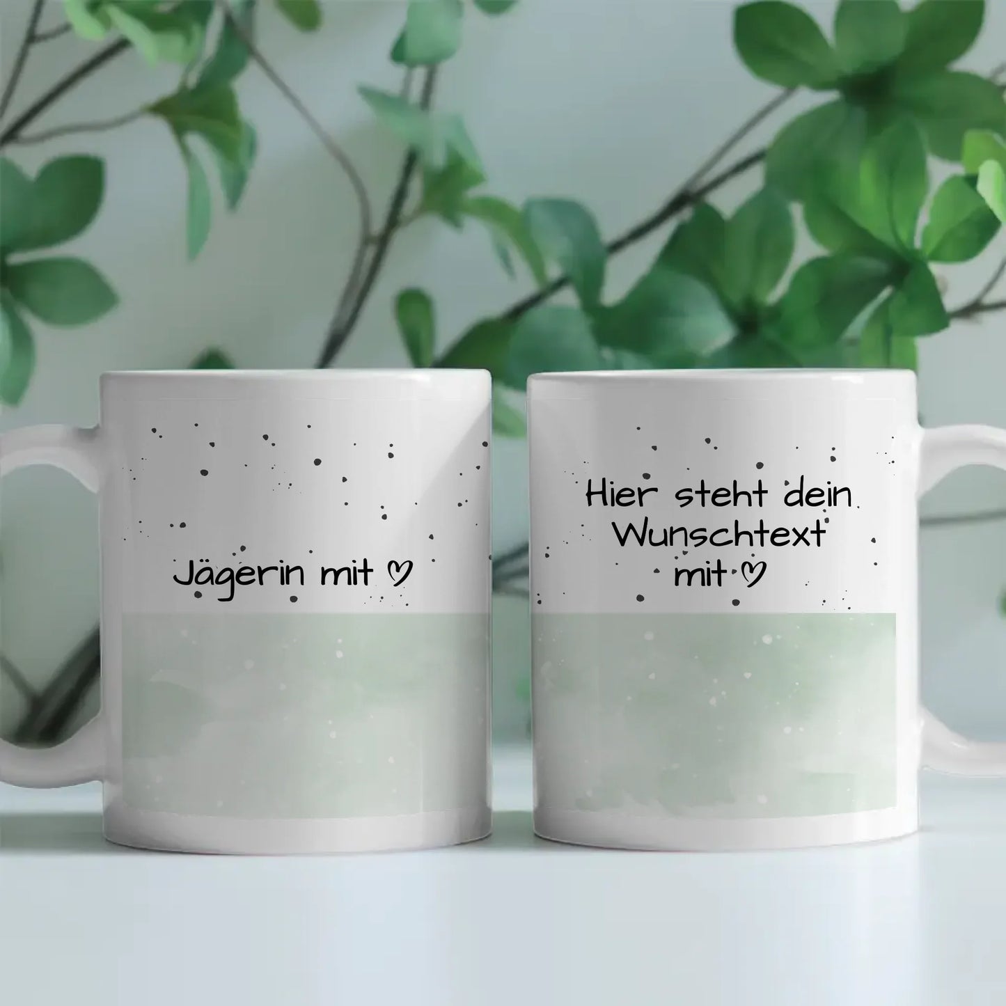 Kaffeebecher Personalisiert Jägerin mit Herz Geschenk