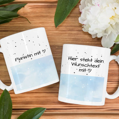 Personalisierte Tasse Pianistin mit Herz Geschenk für Musikliebhaber