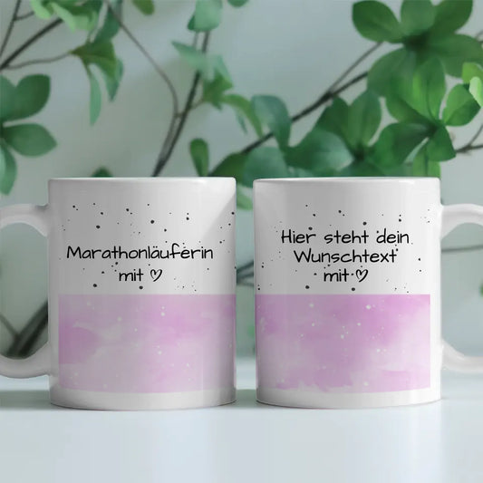Kaffeebecher Personalisiert Marathonläuferin mit Herz Geschenk