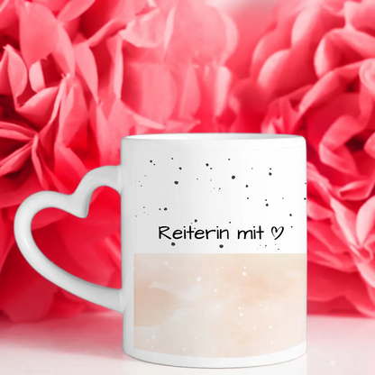 Personalisierter Kaffeebecher Reiterin mit Herz Geschenk