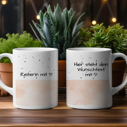Personalisierter Kaffeebecher Reiterin mit Herz Geschenk