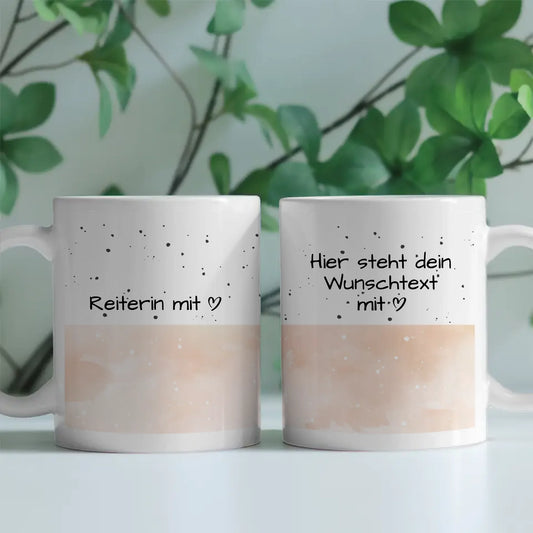 Personalisierter Kaffeebecher Reiterin mit Herz Geschenk
