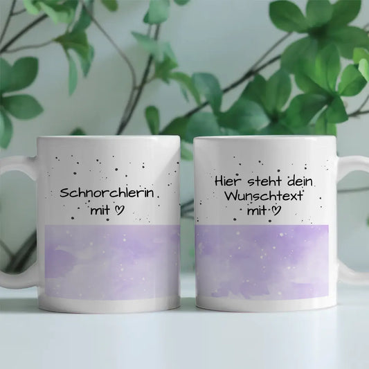Personalisierter Kaffeebecher Schnorchlerin mit Herz Geschenk