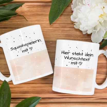 Personalisierte Kaffeetasse Squashspielerin mit Herz Geschenk