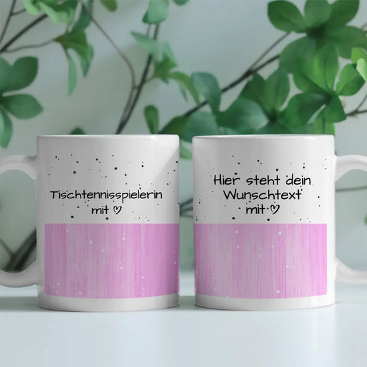 Kaffeebecher Personalisiert Tischtennisspielerin mit Herz Geschenk