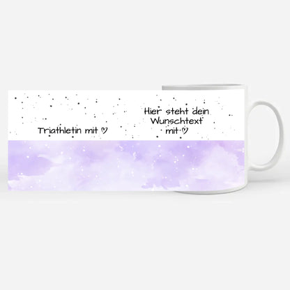 Personalisierte Kaffeetasse Triathletin mit Herz Geschenk
