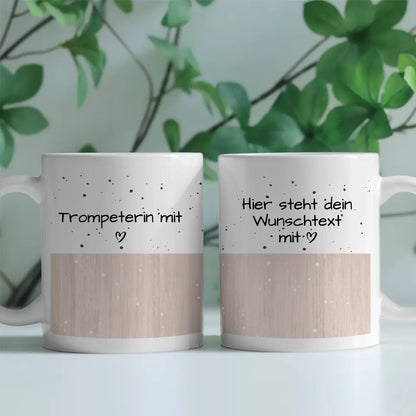 Kaffeebecher Personalisiert Trompeterin mit Herz Geschenk