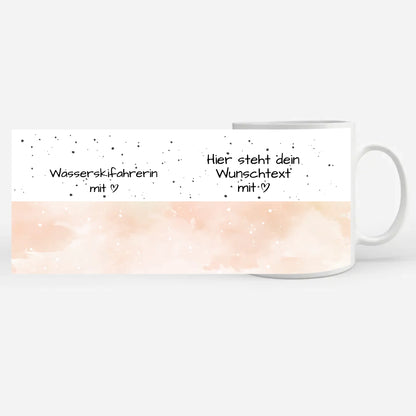 Personalisierte Tasse Wasserskifahrerin mit Herz Geschenk