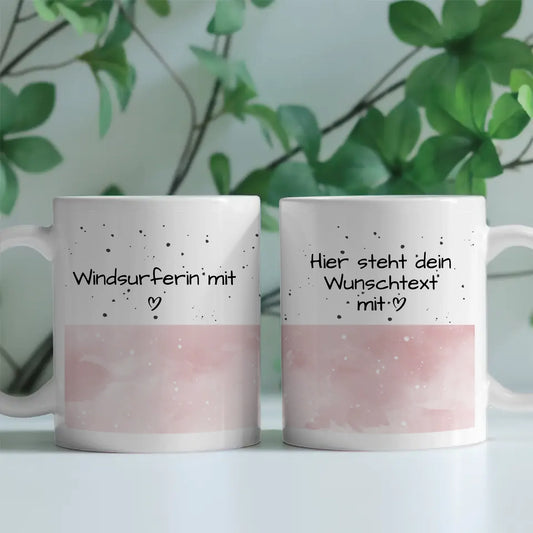 Personalisierte Tasse Mit Namen Windsurferin mit Herz Geschenk