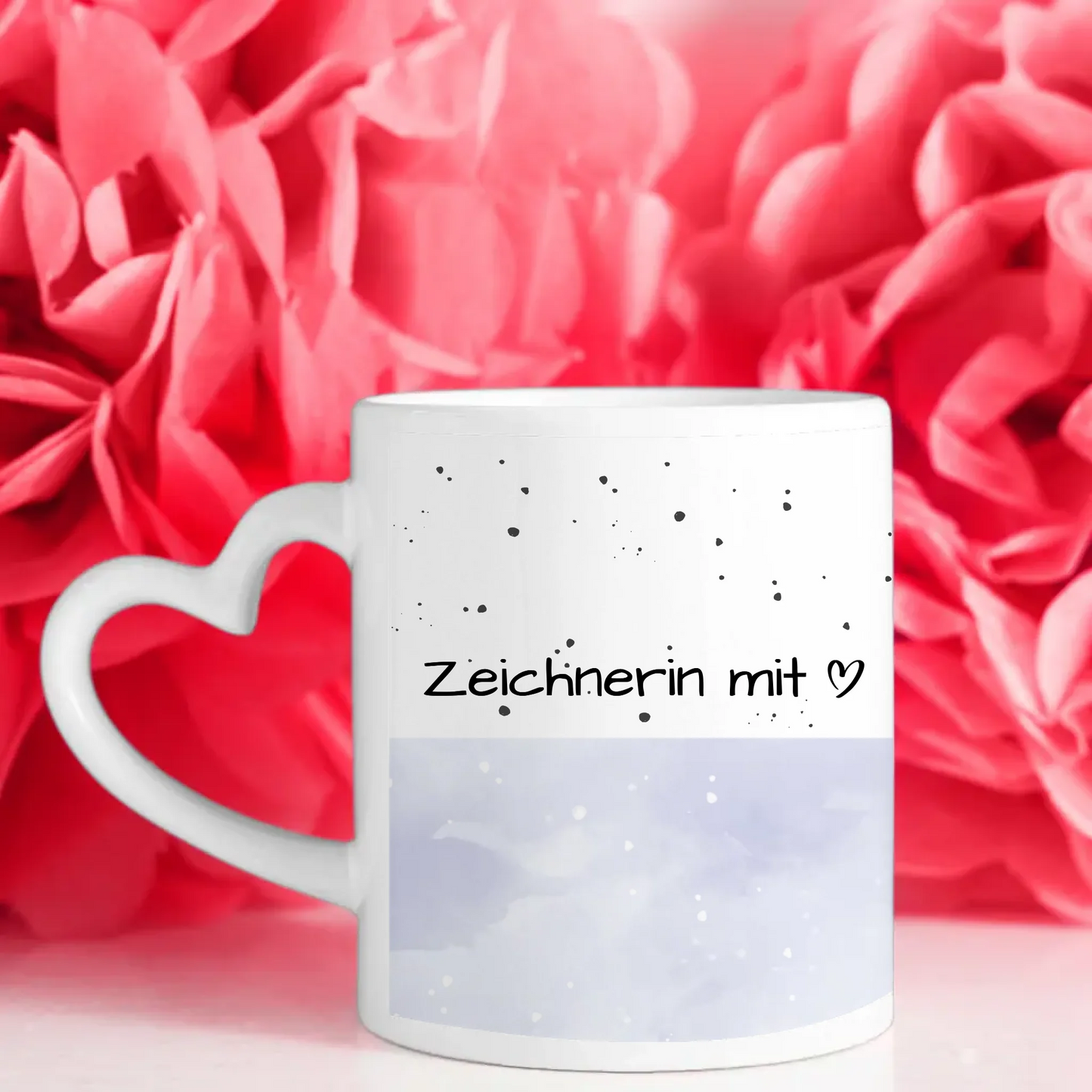 Personalisierte Kaffeetasse von Zeichnerin mit Herz Geschenk