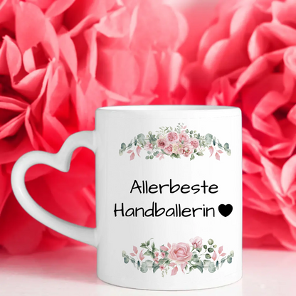 Personalisierter Kaffeebecher Allerbeste Handballerin Geschenk