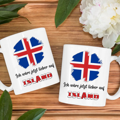 Kaffetasse Wäre jetzt lieber in Island Tasse Lustig