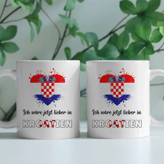 Kaffetasse Wäre jetzt lieber in Kroatien Tasse Lustig